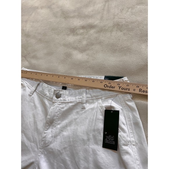 Wild Fable Womens White Mid Rise Baggy Cargo Pants Size 12 Rigid Denim - Picture 11 of 16
